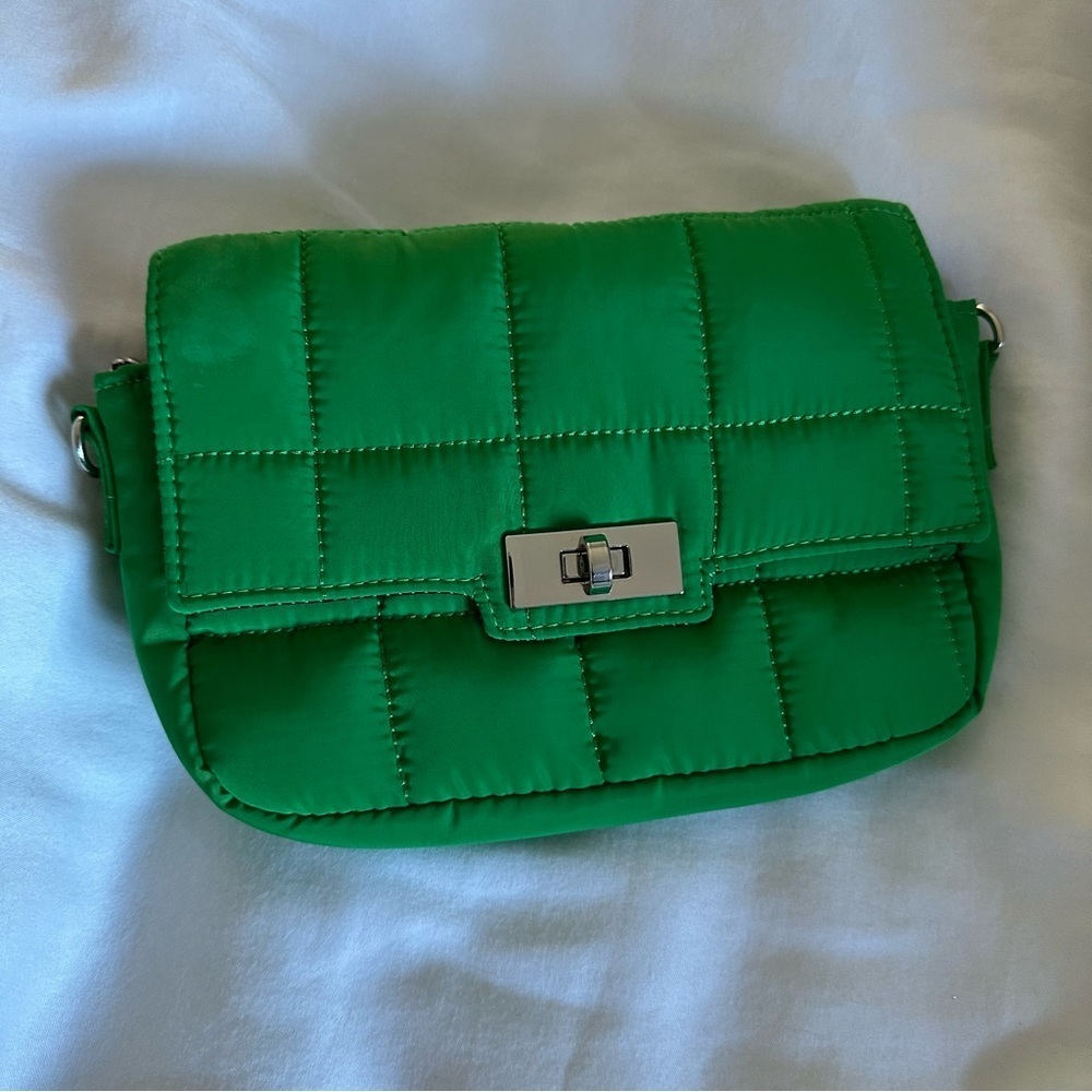 Green Quilted Shoulder Bag